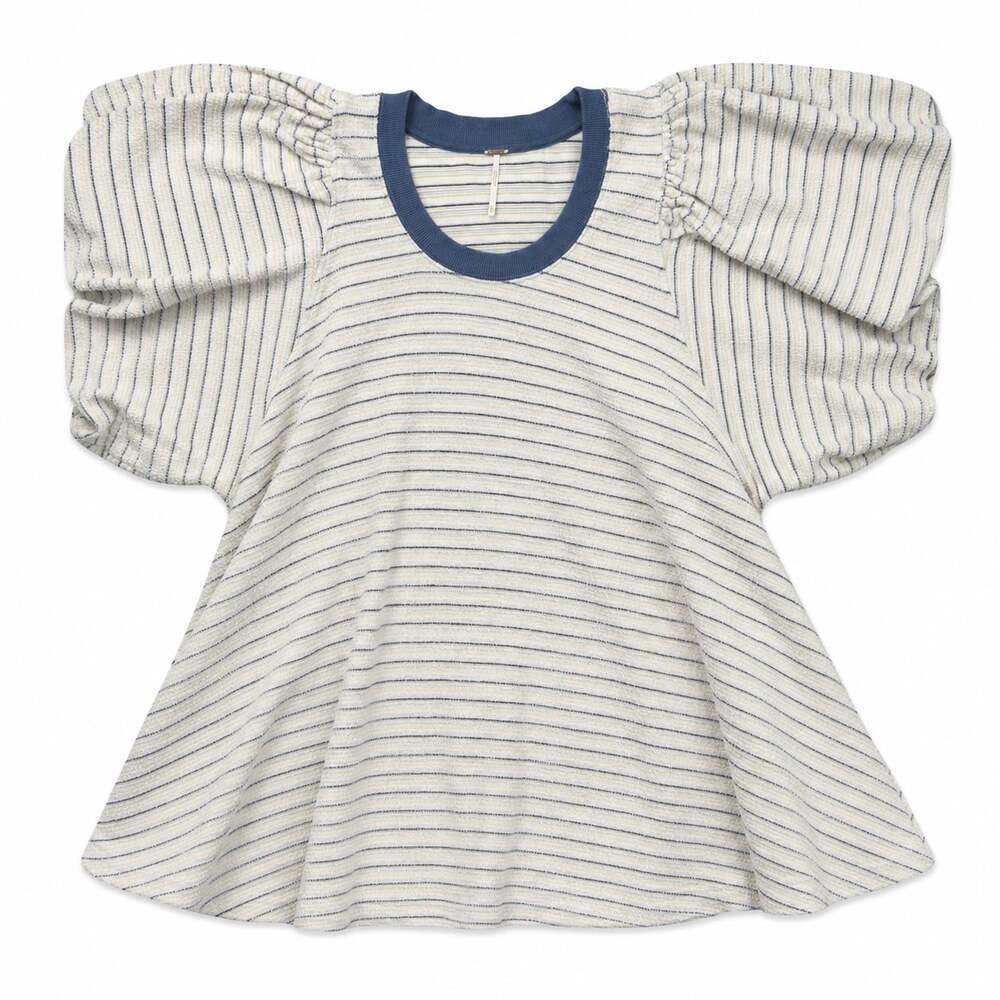Free People Striped Puff Sleeve Top Size S